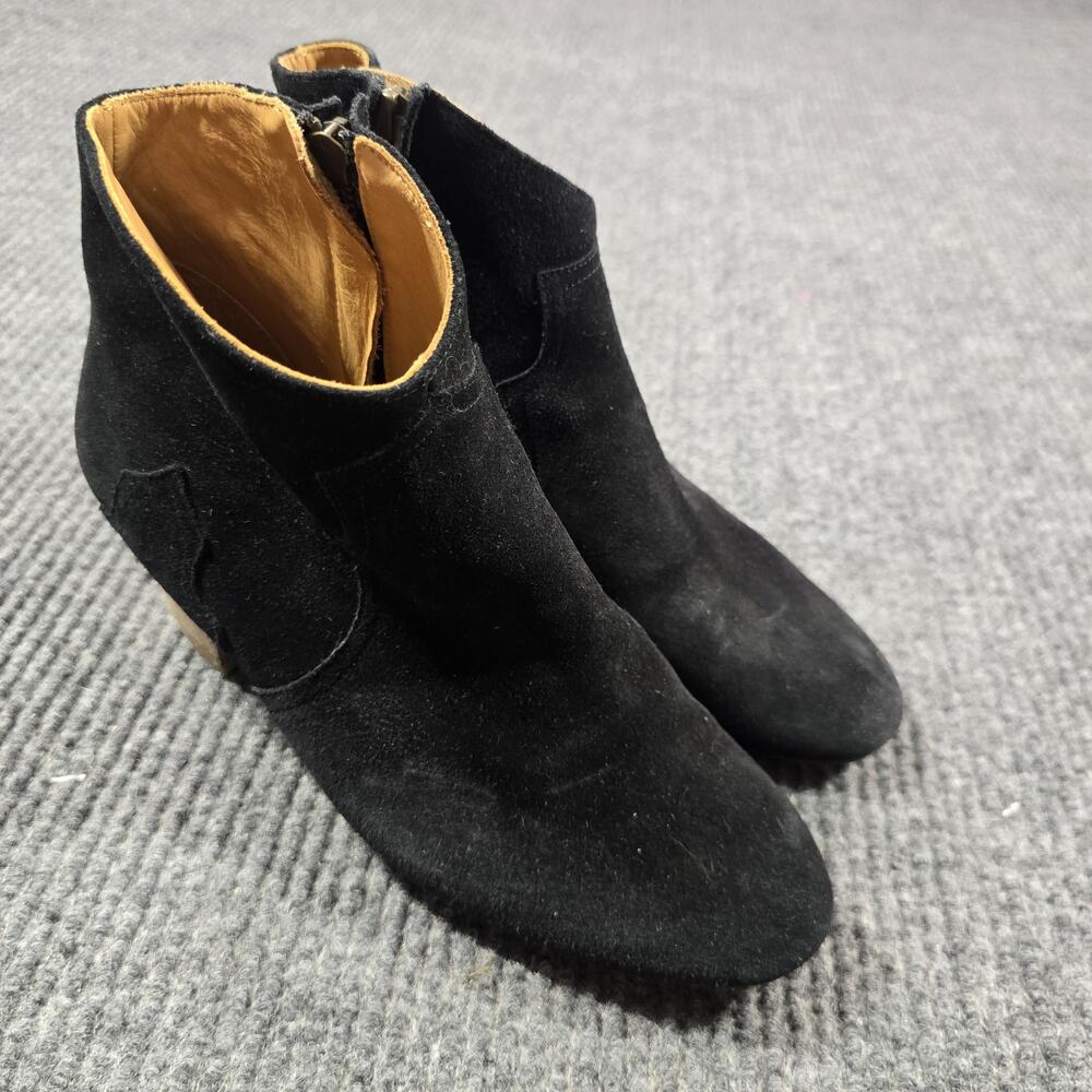 Isabel Marant Boots Women Size 8.5 Black Suede Ankle Bootie Leather Lined Zip 39